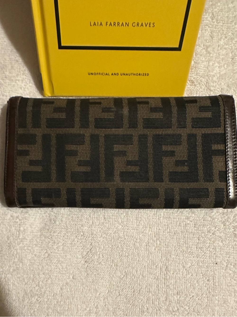Authentic Fendi Zucca FF Long Wallet Brown Canvas Leather Vintage - Picture 2 of 12